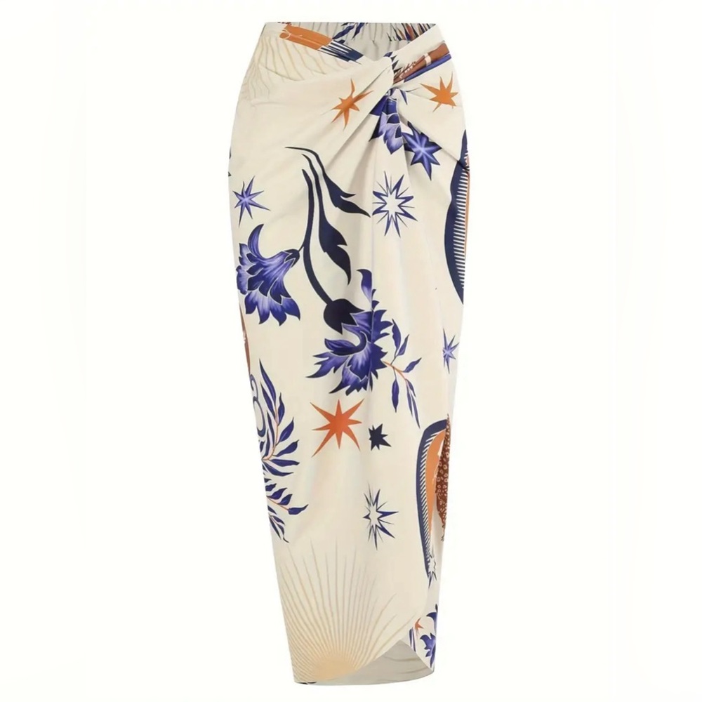 NEVER WORN - Size M Geometric Print Bathing Suit Wrap Cover Up Skirt